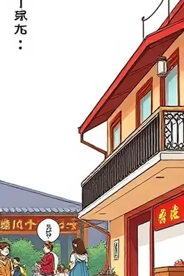 全彩漫画主视觉：晨光里的排版台，青绿色分镜稿与线轴摊开