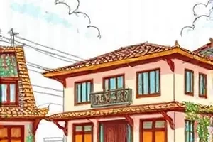 《纸飞机邮局》横幅：天台晾绳上夹着的一排白色纸飞机